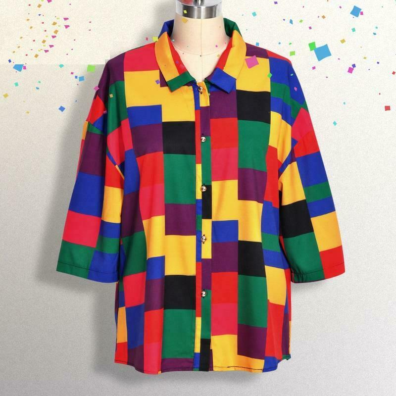 Rainbow Plus Size Blouse: Y2K Aesthetic Fashion for Women - Grunge, Coquette, and Pastel Goth Styles Rainbow Plus Size Blouse: Y2K Aesthetic Fashion for Women - Grunge, Coquette, and Pastel Goth Styles