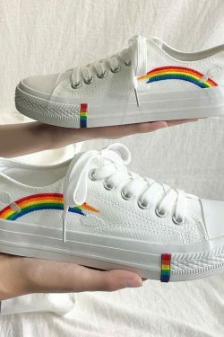 Rainbow Sneakers: Y2K Fashion Statement with Coquette Aesthetic and Grunge Style Vibes