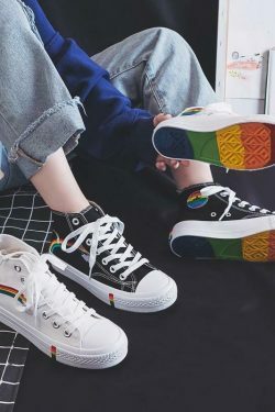 Rainbow Sneakers: Y2K Fashion Statement with Coquette Aesthetic and Grunge Style Vibes