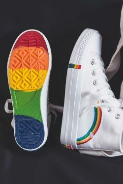 Rainbow Sneakers: Y2K Fashion Statement with Coquette Aesthetic and Grunge Style Vibes