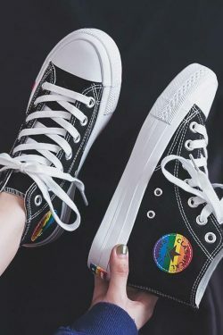 Rainbow Sneakers: Y2K Fashion Statement with Coquette Aesthetic and Grunge Style Vibes