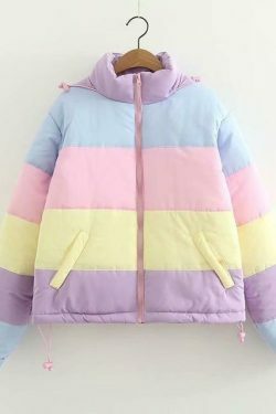 Rainbow Stripe Jacket - Y2K Fashion Aesthetic - Coquette Grunge Outfits & Cute Tops