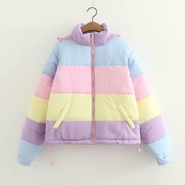 Rainbow Stripe Jacket - Y2K Fashion Aesthetic - Coquette Grunge Outfits & Cute Tops
