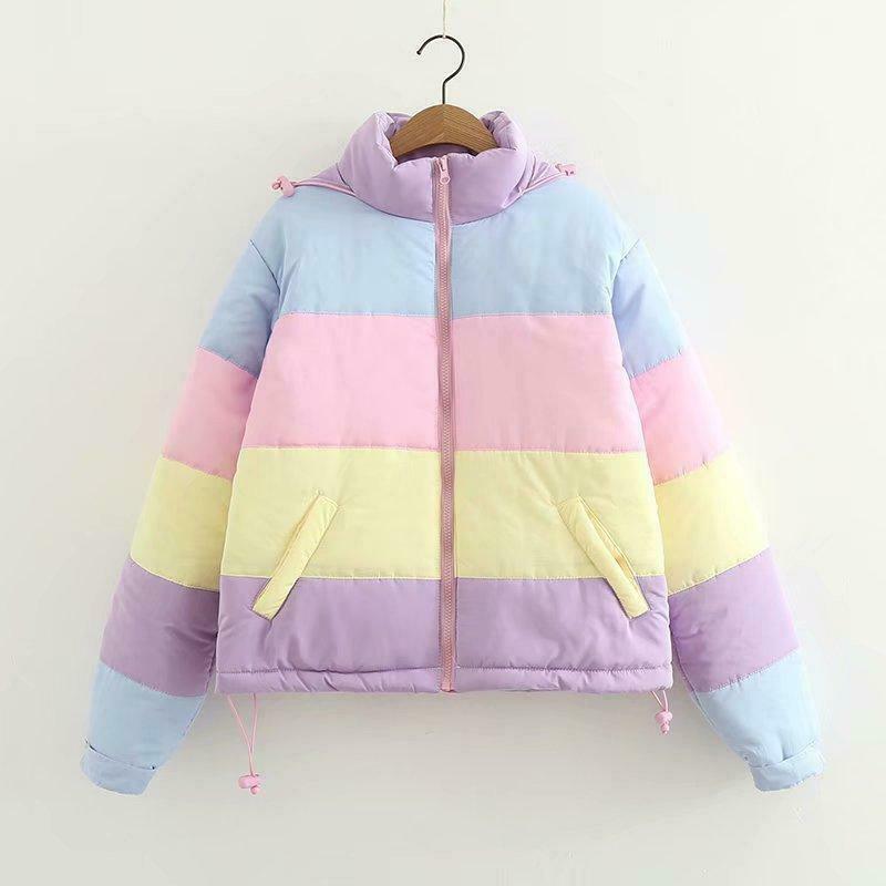 Rainbow Stripe Jacket - Y2K Fashion Aesthetic - Coquette Grunge Outfits & Cute Tops