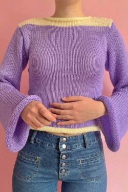 Rainbow Striped Pullover Knit Sweater - Y2K Aesthetic Coquette Style for Women's Fashion