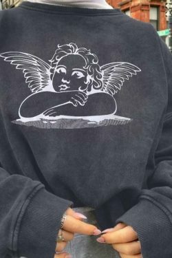 Raphael's Angel Sweatshirt - Y2K Fashion Coquette Aesthetic Grunge Style Cute Tops Pastel Goth