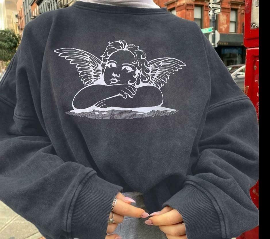 Raphael's Angel Sweatshirt - Y2K Fashion Coquette Aesthetic Grunge Style Cute Tops Pastel Goth Raphael's Angel Sweatshirt - Y2K Fashion Coquette Aesthetic Grunge Style Cute Tops Pastel Goth