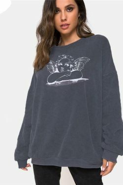 Raphael's Angel Sweatshirt - Y2K Fashion Coquette Aesthetic Grunge Style Cute Tops Pastel Goth