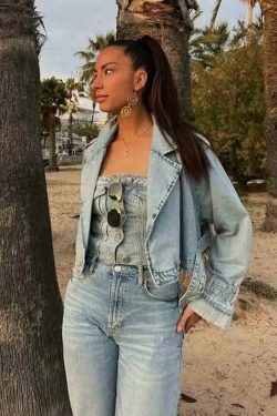 Rebel Rhythm Distressed Cropped Denim Jacket - Y2K Fashion Statement Piece