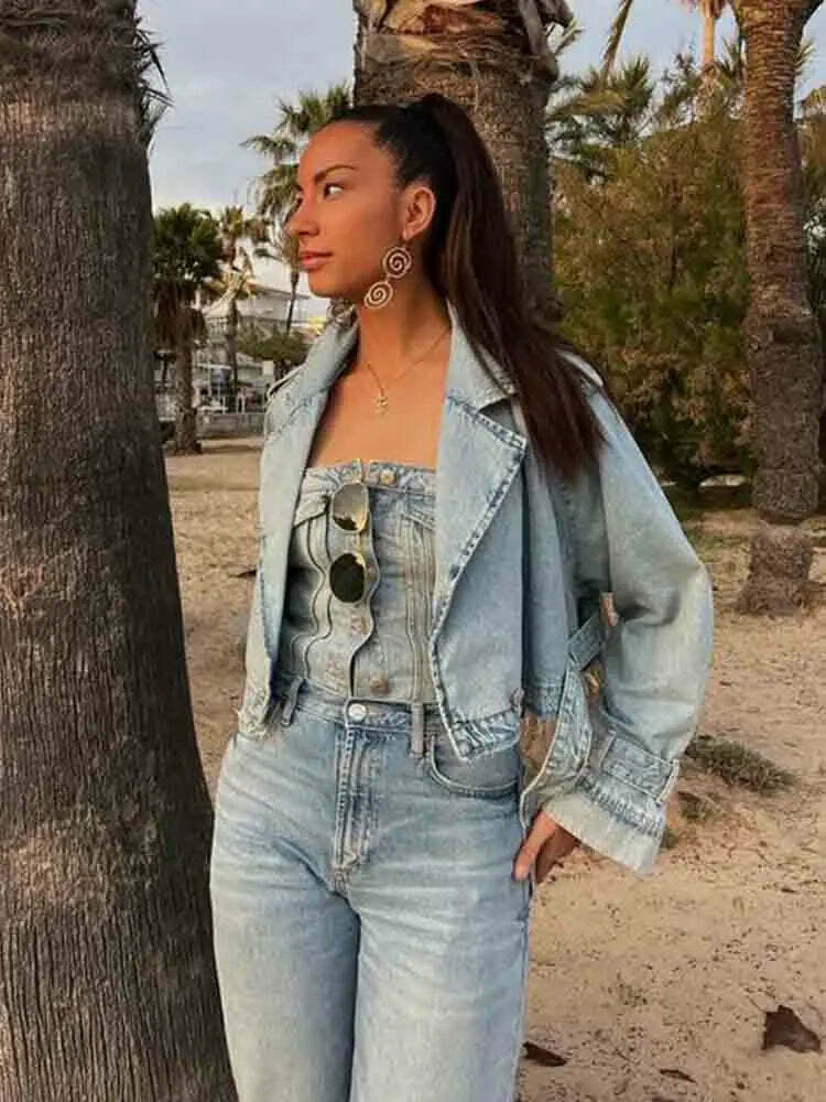 Rebel Rhythm Distressed Cropped Denim Jacket - Y2K Fashion Statement Piece Rebel Rhythm Distressed Cropped Denim Jacket - Y2K Fashion Statement Piece