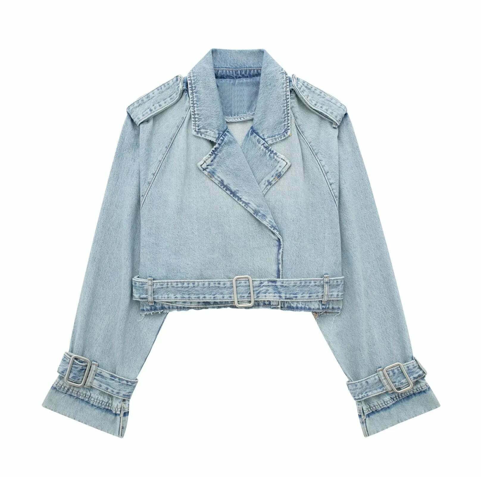 Rebel Rhythm Distressed Cropped Denim Jacket - Y2K Fashion Statement Piece Rebel Rhythm Distressed Cropped Denim Jacket - Y2K Fashion Statement Piece