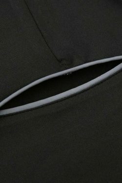 Reflective Cutout Irregular Hem Long Sleeve Tee - Y2K Fashion Aesthetic for Women