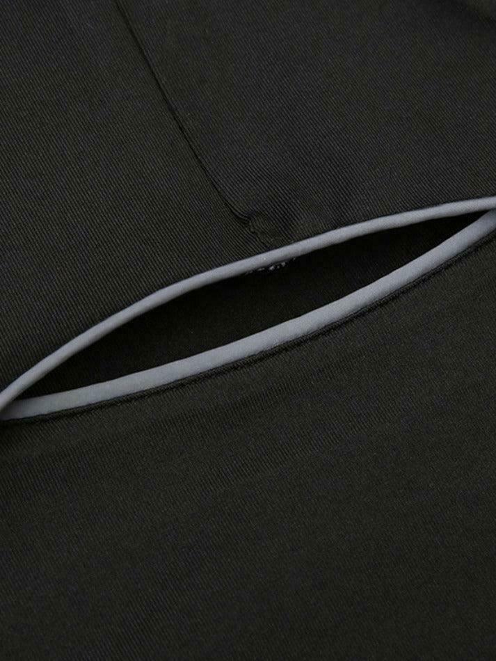 Reflective Cutout Irregular Hem Long Sleeve Tee - Y2K Fashion Aesthetic for Women Reflective Cutout Irregular Hem Long Sleeve Tee - Y2K Fashion Aesthetic for Women