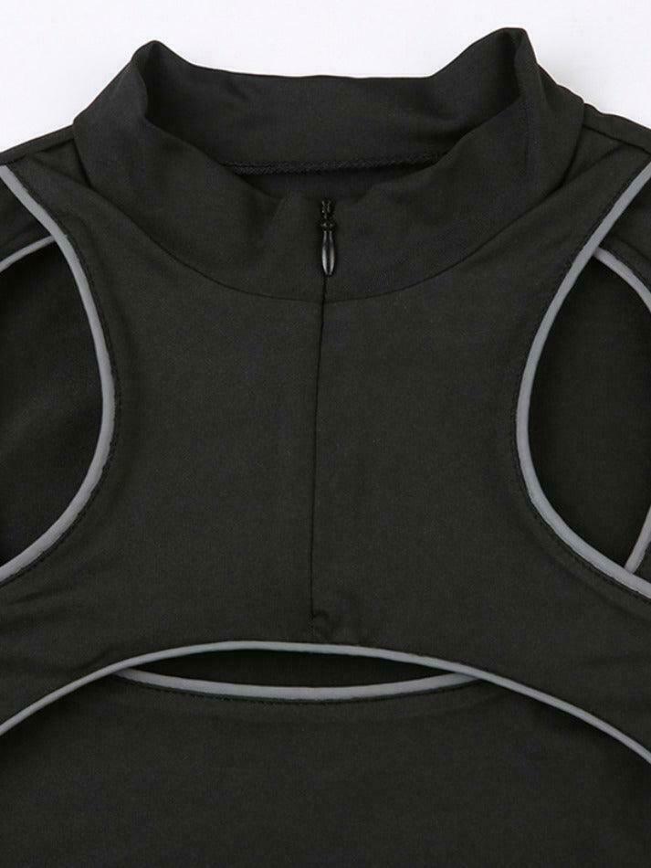 Reflective Cutout Irregular Hem Long Sleeve Tee - Y2K Fashion Aesthetic for Women Reflective Cutout Irregular Hem Long Sleeve Tee - Y2K Fashion Aesthetic for Women