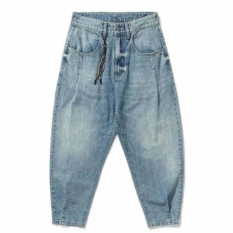 REKNAT Tapered Jeans with Keychain - Y2K Fashion Staple for Coquette Aesthetic Enthusiasts REKNAT Tapered Jeans with Keychain - Y2K Fashion Staple for Coquette Aesthetic Enthusiasts