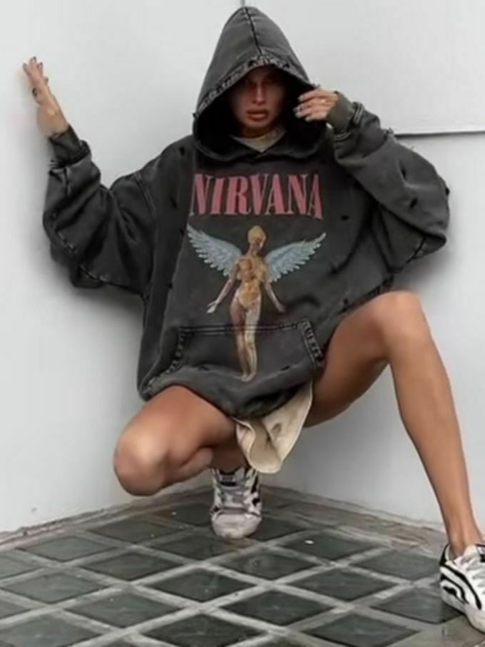 Retro Angel Print Boyfriend Style Hoodie - Y2K Fashion Aesthetic with Coquette and Grunge Vibes Retro Angel Print Boyfriend Style Hoodie - Y2K Fashion Aesthetic with Coquette and Grunge Vibes