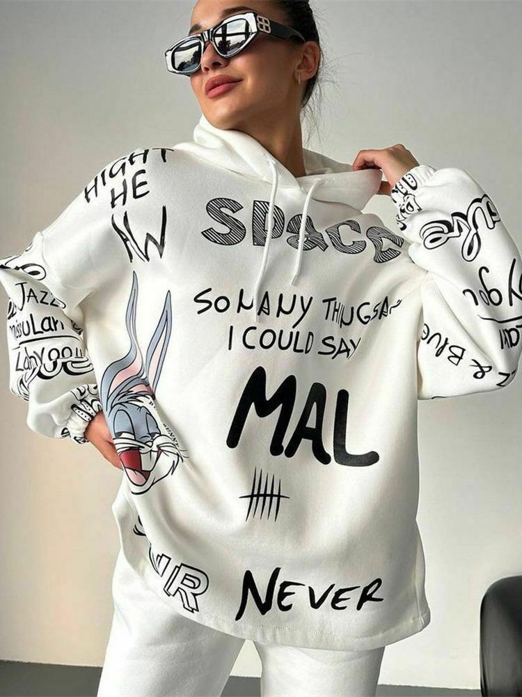 Retro Letter Bunny Hoodie - Y2K Aesthetic Fashion - Coquette Grunge Outfit Retro Letter Bunny Hoodie - Y2K Aesthetic Fashion - Coquette Grunge Outfit