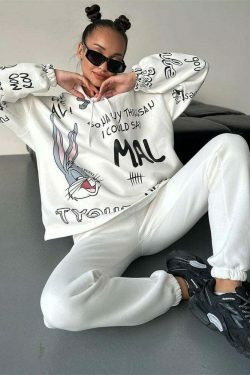 Retro Letter Bunny Hoodie - Y2K Aesthetic Fashion - Coquette Grunge Outfit