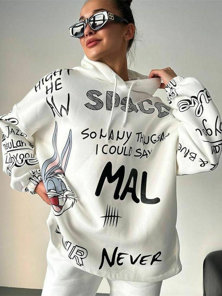 Retro Letter Bunny Hoodie - Y2K Aesthetic Fashion - Coquette Grunge Outfit Retro Letter Bunny Hoodie - Y2K Aesthetic Fashion - Coquette Grunge Outfit