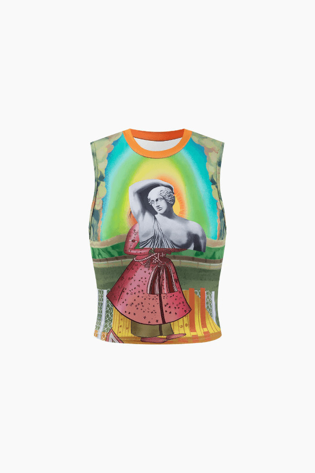 Retro Statue Print Tank Top for Women - Y2K Fashion Aesthetic with Coquette and Grunge Style Retro Statue Print Tank Top for Women - Y2K Fashion Aesthetic with Coquette and Grunge Style