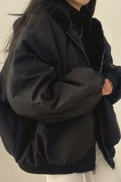 Reversible Oversize Fleece Hooded Jacket - Y2K Fashion Coquette Aesthetic Gr