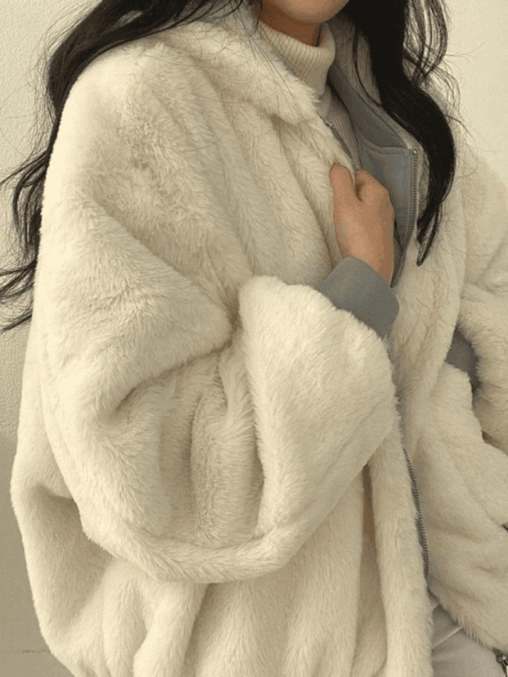 Reversible Oversize Fleece Hooded Jacket - Y2K Fashion Coquette Aesthetic Gr Reversible Oversize Fleece Hooded Jacket - Y2K Fashion Coquette Aesthetic Gr