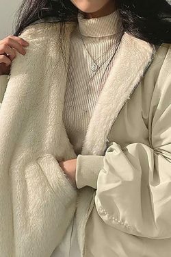 Reversible Oversize Fleece Hooded Jacket - Y2K Fashion Coquette Aesthetic Gr