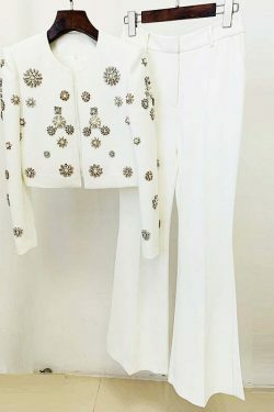 Rhinestone Short Jacket Suit for Women - Y2K Fashion Statement with Coquette Aesthetic