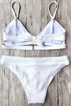 Ribbed Lace Up Bralette Bikini Set - Y2K Fashion Swimwear for Coquette Aesthetic Lovers
