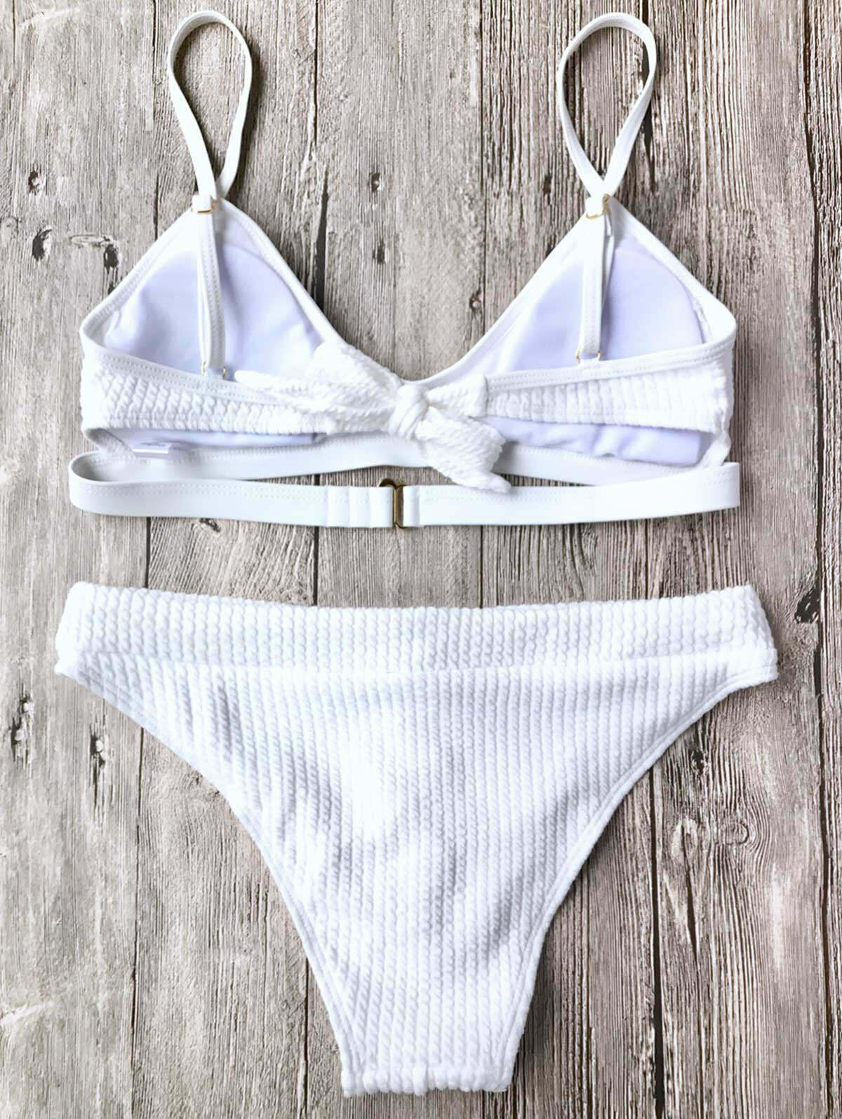 Ribbed Lace Up Bralette Bikini Set - Y2K Fashion Swimwear for Coquette Aesthetic Lovers Ribbed Lace Up Bralette Bikini Set - Y2K Fashion Swimwear for Coquette Aesthetic Lovers