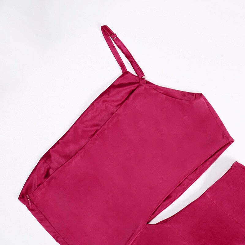 Rosette Tassels High Slit Dress - Y2K Fashion Statement with Coquette Aesthetic and Grunge Style Rosette Tassels High Slit Dress - Y2K Fashion Statement with Coquette Aesthetic and Grunge Style