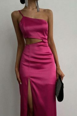 Rosette Tassels High Slit Dress - Y2K Fashion Statement with Coquette Aesthetic and Grunge Style