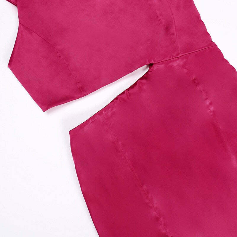 Rosette Tassels High Slit Dress - Y2K Fashion Statement with Coquette Aesthetic and Grunge Style Rosette Tassels High Slit Dress - Y2K Fashion Statement with Coquette Aesthetic and Grunge Style