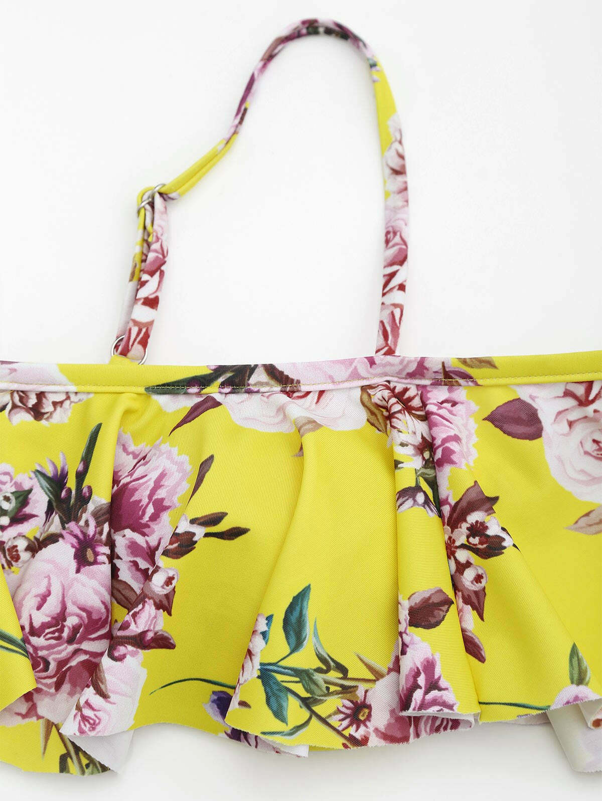 Ruffled Floral Off-Shoulder High-Waisted Bikini for Y2K Fashion Enthusiasts Ruffled Floral Off-Shoulder High-Waisted Bikini for Y2K Fashion Enthusiasts