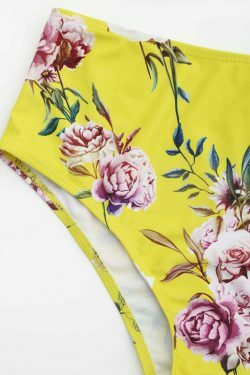 Ruffled Floral Off-Shoulder High-Waisted Bikini for Y2K Fashion Enthusiasts
