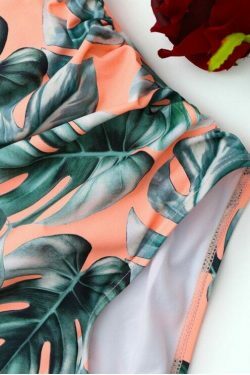 Ruffled Palm Leaf High Waist Bikini - Y2K Fashion Swimwear for Women