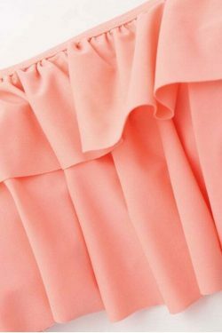 Ruffled Palm Leaf High Waist Bikini - Y2K Fashion Swimwear for Women