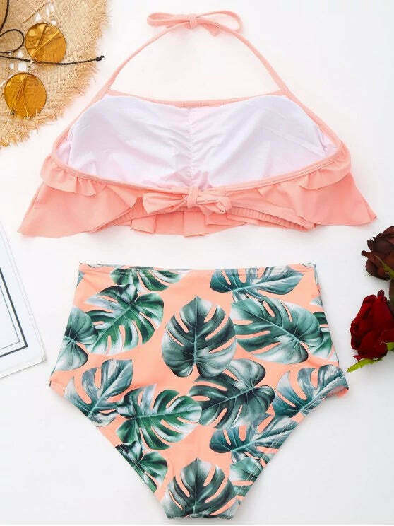 Ruffled Palm Leaf High Waist Bikini - Y2K Fashion Swimwear for Women Ruffled Palm Leaf High Waist Bikini - Y2K Fashion Swimwear for Women