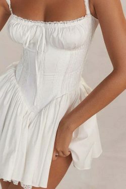 Rustic Romance Corset Mini Dress - Elegant Y2K Fashion for Women