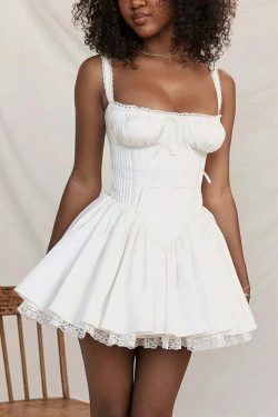 Rustic Romance Corset Mini Dress - Elegant Y2K Fashion for Women