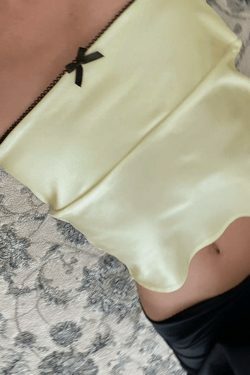 Satin Bow Cami Top: Y2K Coquette Grunge Aesthetic Cute Tops Pastel