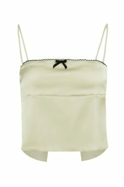 Satin Bow Cami Top: Y2K Coquette Grunge Aesthetic Cute Tops Pastel
