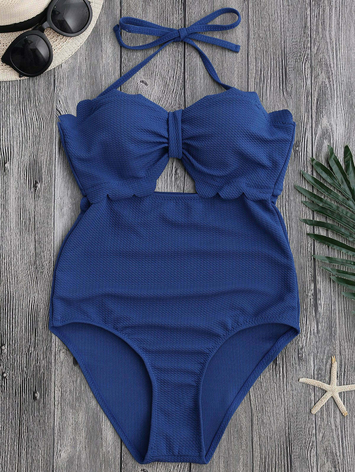 Scalloped Swimwear with High Leg Cut - Y2K Fashion Aesthetic for Women Scalloped Swimwear with High Leg Cut - Y2K Fashion Aesthetic for Women
