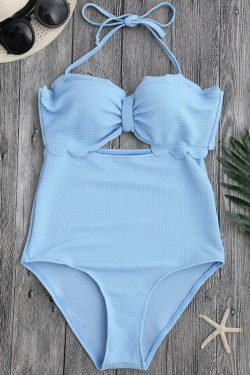 Scalloped Swimwear with High Leg Cut - Y2K Fashion Aesthetic for Women