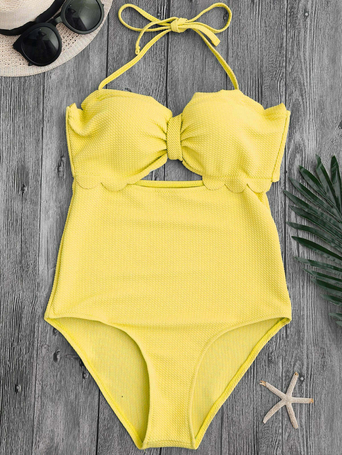 Scalloped Swimwear with High Leg Cut - Y2K Fashion Aesthetic for Women Scalloped Swimwear with High Leg Cut - Y2K Fashion Aesthetic for Women