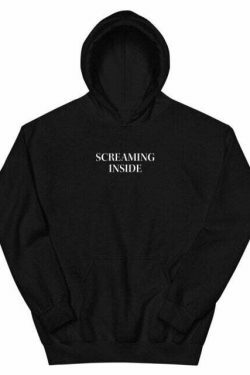 Screaming Inside Grunge Hoodie - Y2K Aesthetic Coquette Style for Women