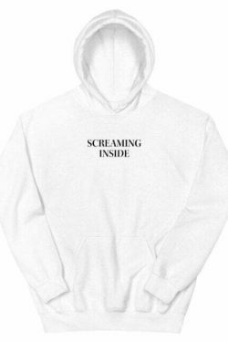 Screaming Inside Grunge Hoodie - Y2K Aesthetic Coquette Style for Women