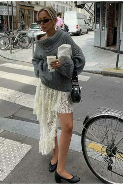 Sculpted Serenity Coquette Aesthetic Slash Neck Sweater