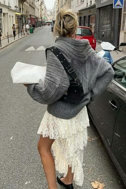 Sculpted Serenity Coquette Aesthetic Slash Neck Sweater