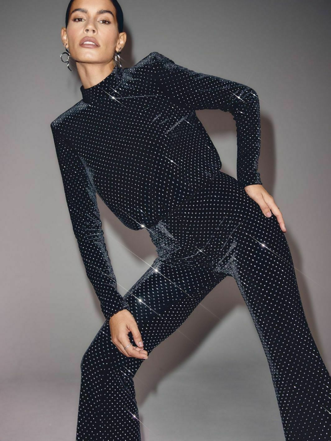 Sequin half turtleneck jumpsuit for women - Y2K fashion statement with a touch of coquette and gr